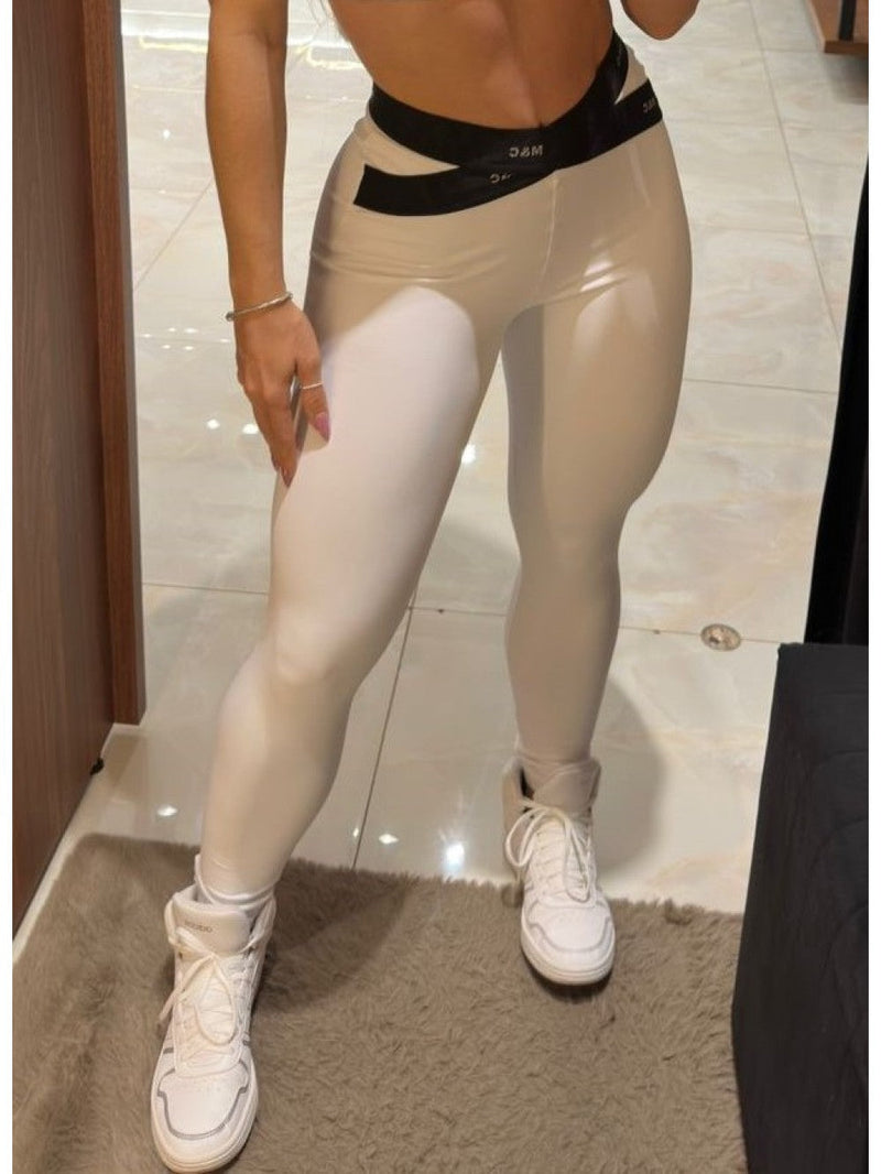 Conjunto Legging Elastico Branco e Preta