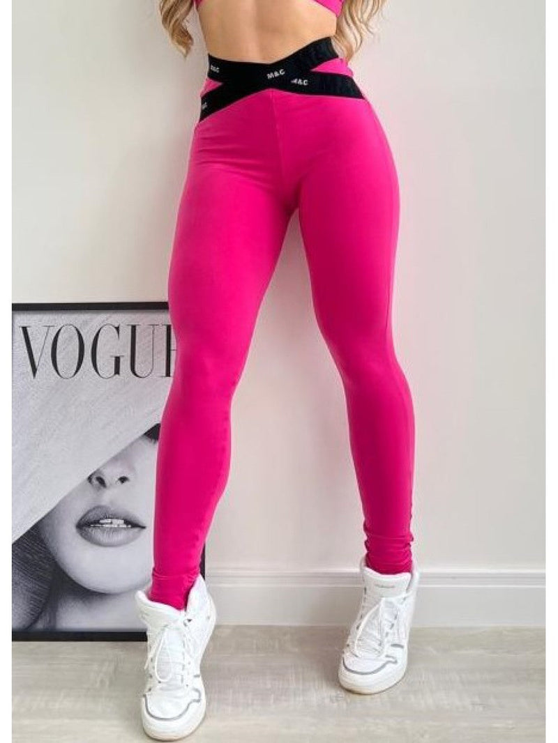 Conjunto Legging Elastico Rosa e Preto