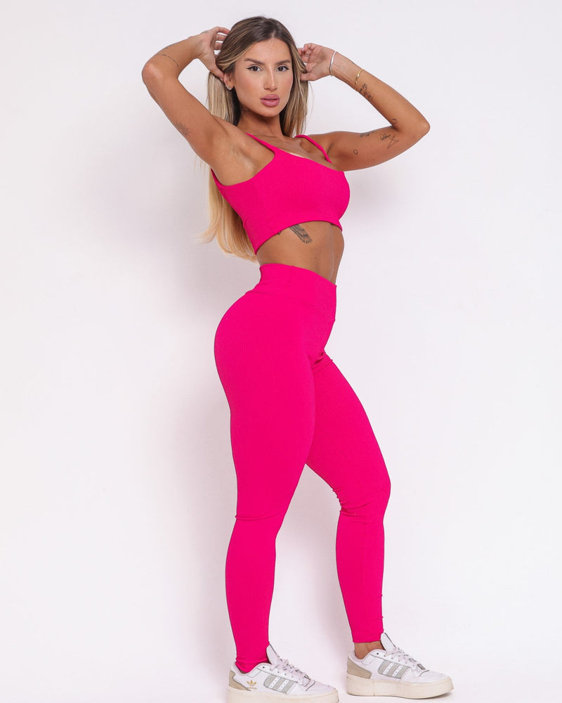 Conjunto Legging Básico Textura Valência + Top Bruna