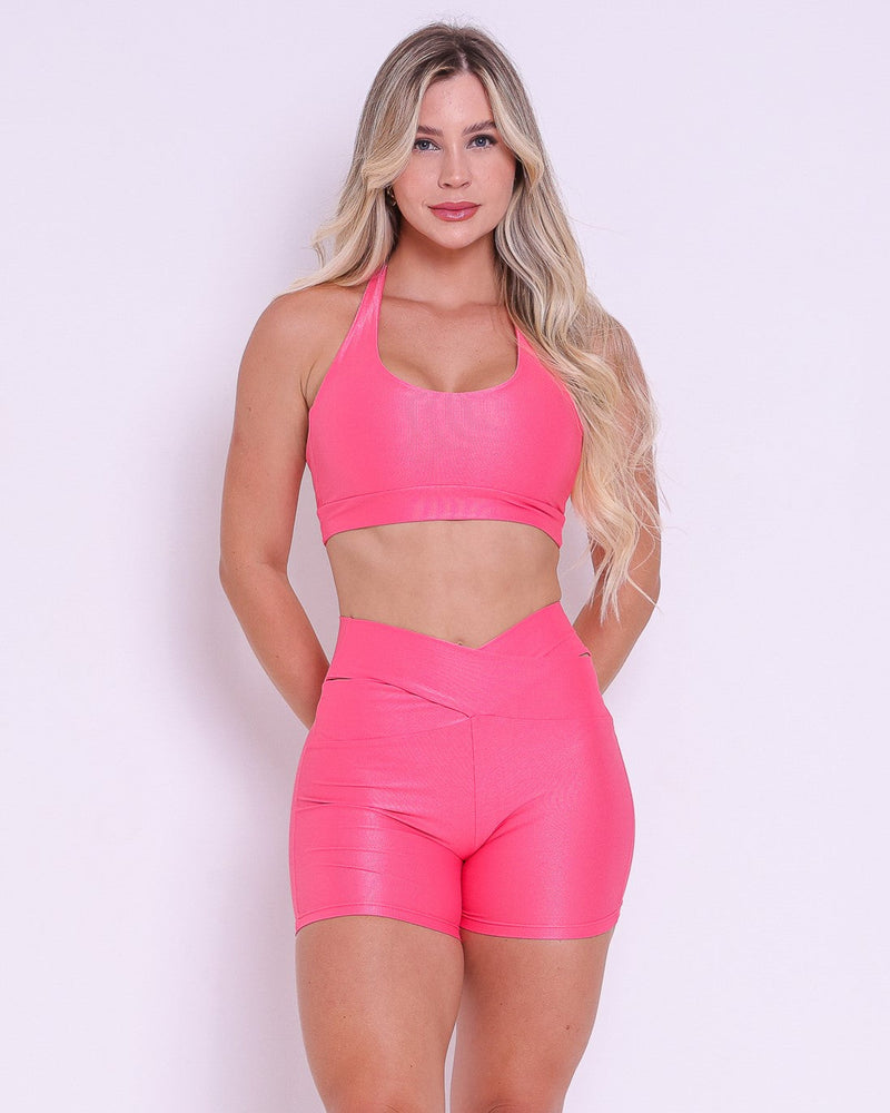 Conjunto Short Básico Cós Cruzado Compressão + Top Jhully