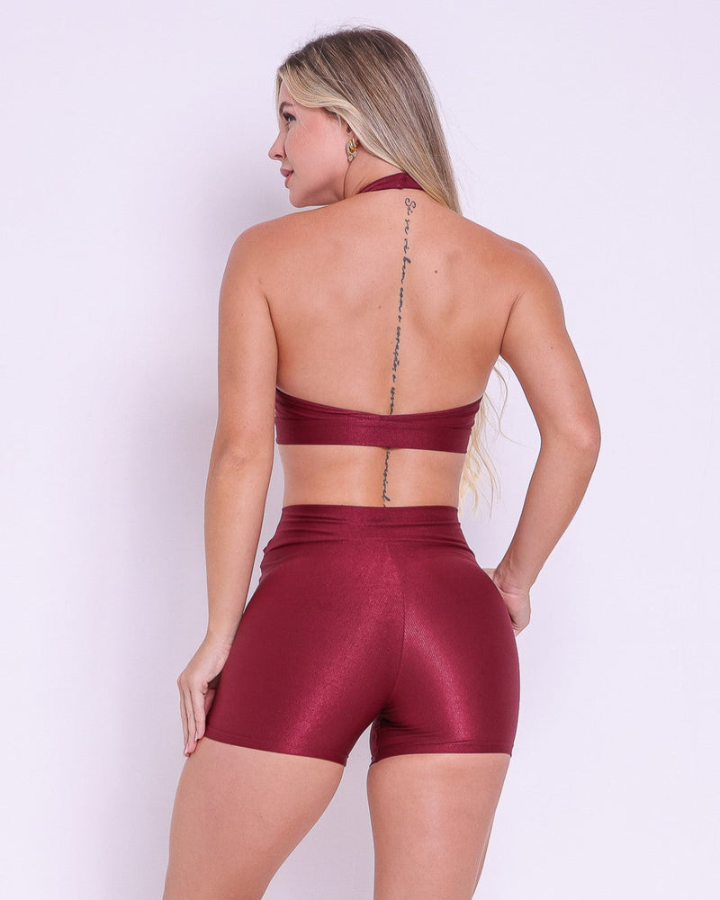 Conjunto Short Básico Cós Cruzado Compressão + Top Jhully