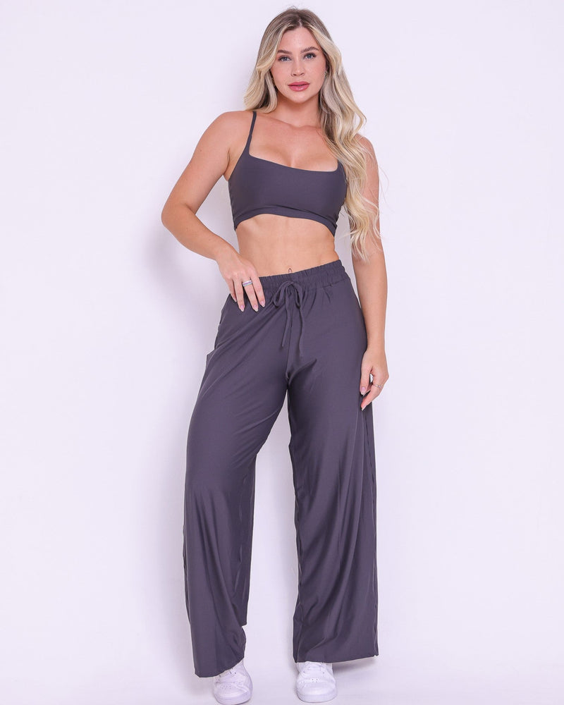 Conjunto Calça Pantalona Wide + Top Bruna