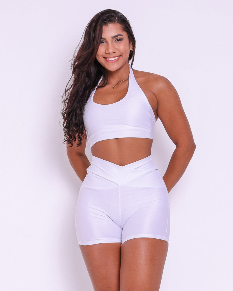 Conjunto Short Básico Cós Cruzado Compressão + Top Jhully