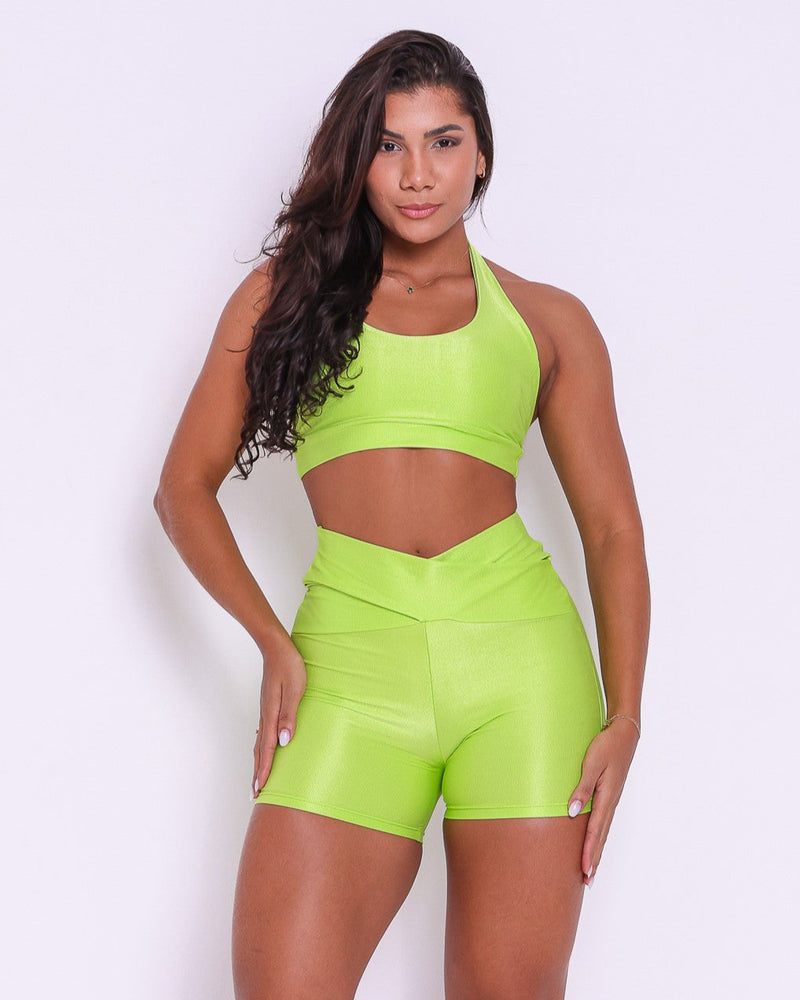 Conjunto Short Básico Cós Cruzado Compressão + Top Jhully