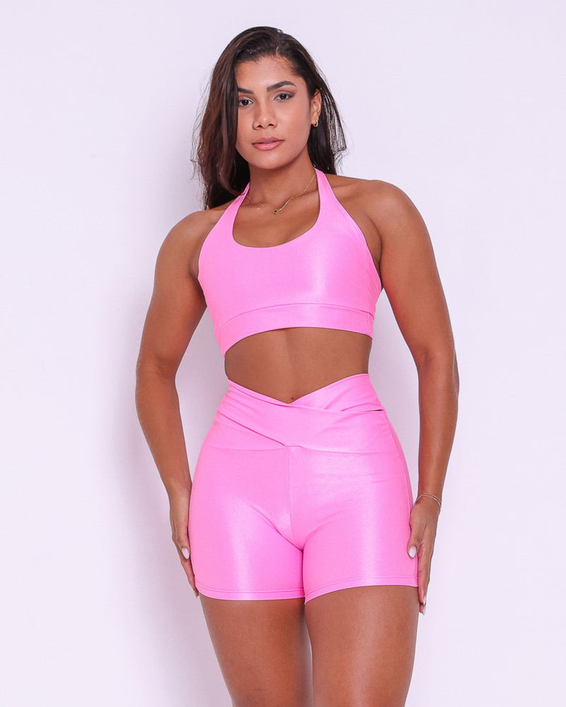 Conjunto Short Básico Cós Cruzado Compressão + Top Jhully