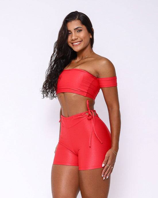 Conjunto Short Empina Bumbum Ajuste Compressão + Top Ciganinha