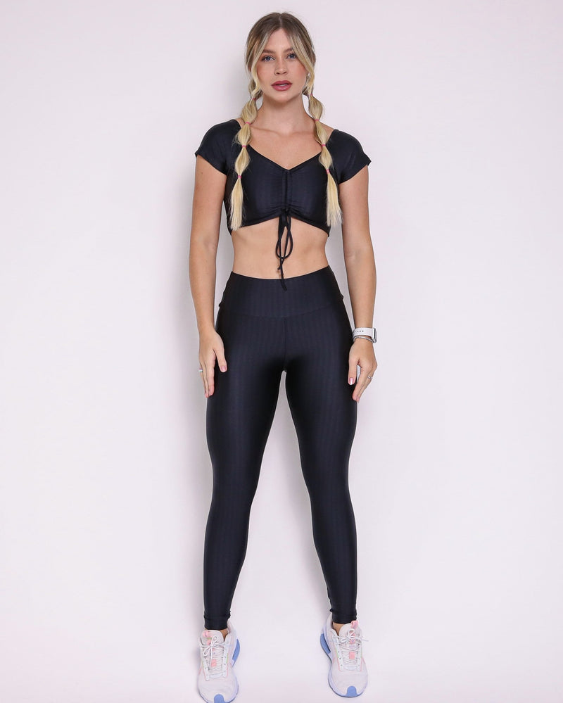 Conjunto Legging Básico Cirrê + Top Manguinha