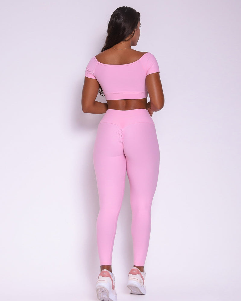 Conjunto Legging Empina Bumbum Light + Top Manguinha