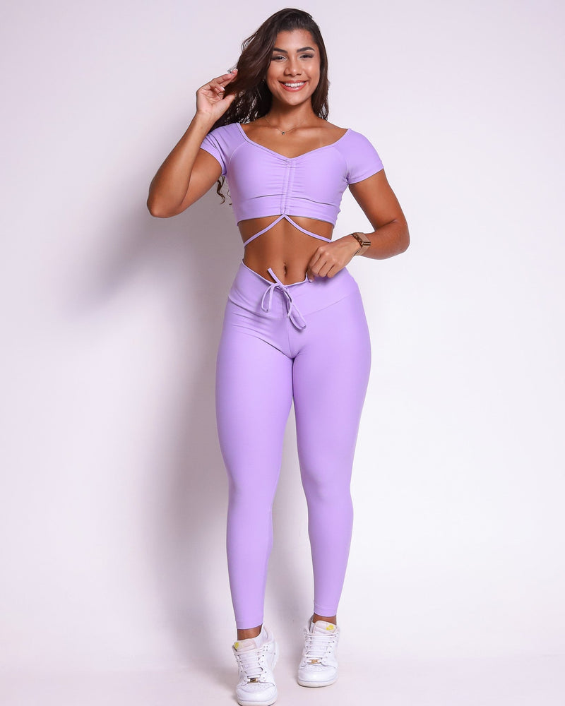 Conjunto Legging Empina Bumbum Light + Top Manguinha